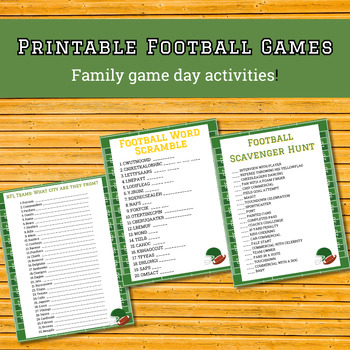 Preview of Printable Football Games