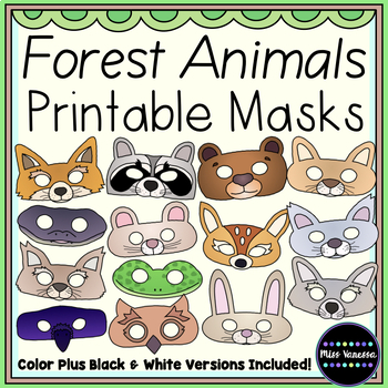 Preview of Printable Forest Animals Masks for Dramatic Play