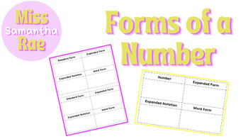 Preview of Printable "Forms of a Number" Templates | Blank Anchor Charts | Editable