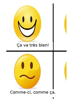 Preview of Printable French - Comment ca va - visual overview with emoji