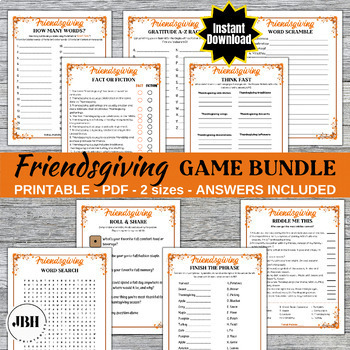 Preview of Printable Friendsgiving Game Bundle, 9 Fun Friends/Thanksgiving Games