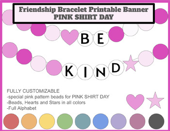 Preview of Printable Friendship Bracelet Banner - Pink Shirt Day