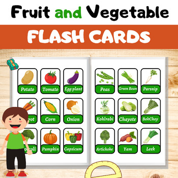 Preview of Printable Fruit and Vegetable Photo Picture - Flashcards -