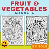 Printable Fruit & vegetables Mandala coloring pages sheets