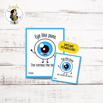 Preview of Printable Funny Eye Pun Gift Tags | Medical Theme Tags or Cards