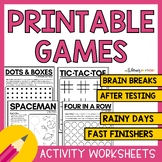 Printable Games | After Testing Activities | End of the Ye