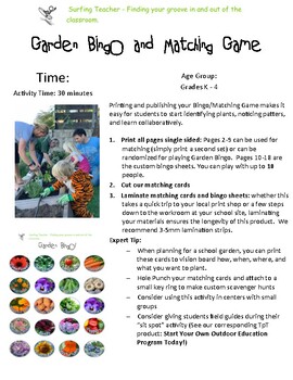 Preview of Outdoor Education: Printable Garden Bingo and Matching Game