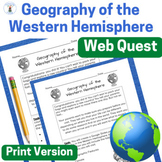 Printable Geography of the Western Hemisphere Webquest