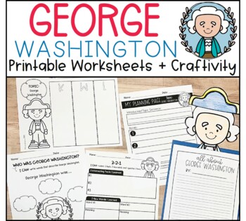 Preview of Printable George Washington Worksheets Craftivity Writing Craft