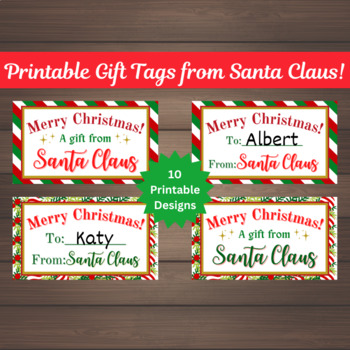 Printable Gift Tags from Santa Claus, Merry Christmas Gift Tags, Xmas ...