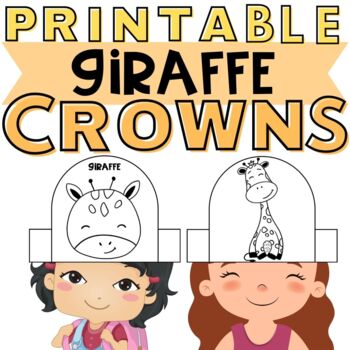 Preview of Printable Giraffe Craft Crown Hat | Safari Crafts Preschool Kindergarten Animals
