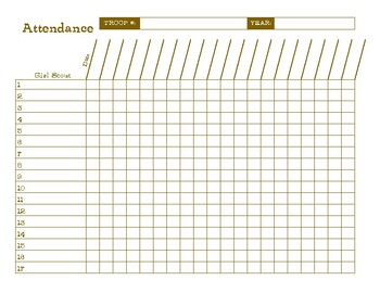 Printable Girl Scout Attendance Sheet By Sparklet Party Tpt