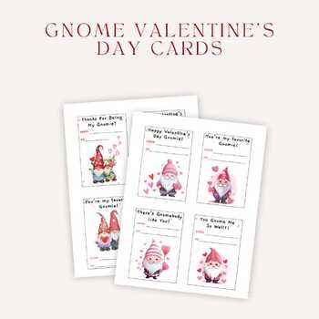 Printable Gnome Valentine Cards by Kiddie Resources | TPT
