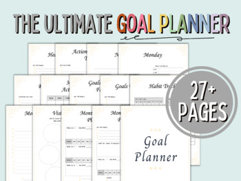 Preview of Printable Goal Planner | Daily, Weekly, Monthly, Year Goal Pages | Vision Board
