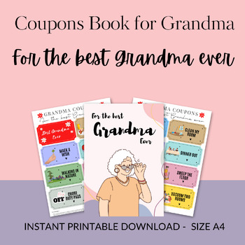 Preview of Printable Grandma Coupons | Printable Coupons for Grandma (Editable!)