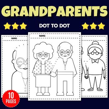 Preview of Printable Grandparents Day Dot to Dot Coloring Pages - Fun September Activities