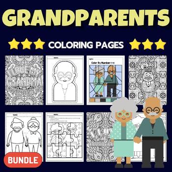 Preview of Printable Grandparents day Coloring Pages - Fun September Activities BUNDLE