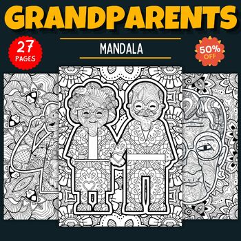Preview of Printable Grandparents day Mandala Coloring Pages - Fun September Activities