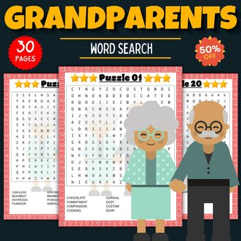 Preview of Printable Grandparents day Word Search With Solutions - Fun September Activities