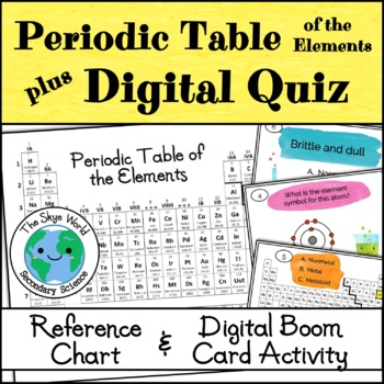 Preview of Periodic Table of the Elements Chart with Digital, Interactive Boom Card Quiz