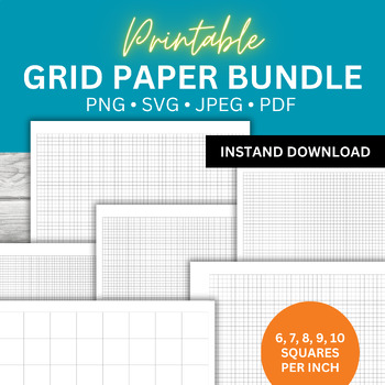 Preview of Printable Graph Paper BUNDLE, Grid Paper Printable Bundle PDF Jpeg PNG SVG