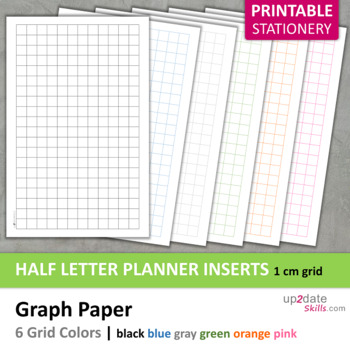 Preview of Printable Graph Paper | Half Letter - 1 cm grid 12 x 20 squares per page