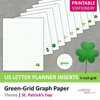 Preview of Printable Graph Paper for St. Patrick's Day | US Letter - 1/2 grid - green grid