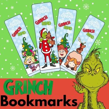 Preview of Printable Grinch Bookmarks Printable Christmas