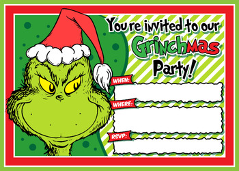 Printable Grinch Christmas Party Invitation by Script Slug | TPT