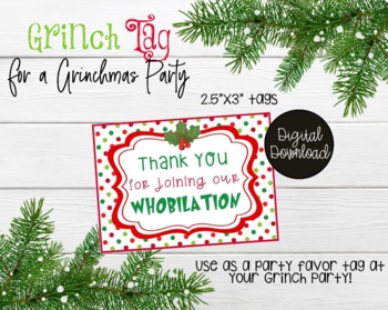 Printable Grinch Gift Tags, Whobilation Party Favors by misstbaxter