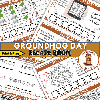 Preview of Printable Groundhog Day Escape Game, No Prep Needed, Classroom or Family Fun