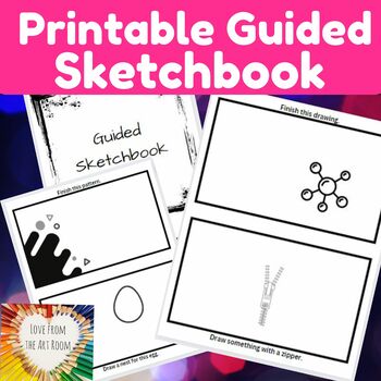 Preview of Printable Guided Sketchbook-Art Sub Plans-Art Bell Work-Drawing Warm Ups
