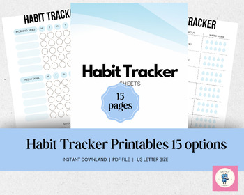 Preview of Printable Habit Trackers, 15 options, Track your habits!