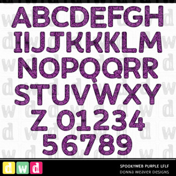 Printable Halloween Alphabet SPOOKY WEB LFLF PURPLE Letters Numbers