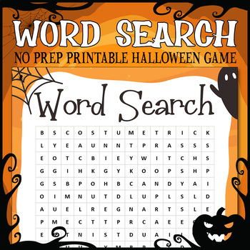 Printable Halloween Word Search Game, No Prep Halloween Activity Bundle