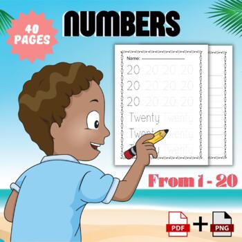 Preview of Printable Handwriting Practice Prewriting tracing Numbers Writing From 1 to 20