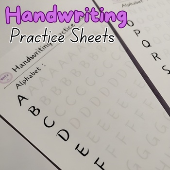 Preview of Printable Handwriting Practice Sheets ,Letter Tracing , High School, Adults