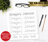 Printable Handwriting Worksheet, Editable Name Print Pract