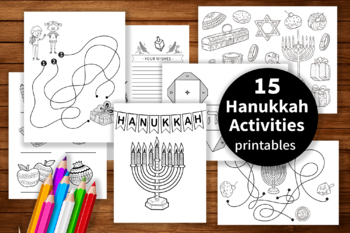 Preview of Printable Hanukkah Games, Hanukkah Coloring Pages, Hanukkah Activity Pack