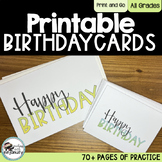 Printable Happy Birthday Cards for students and staff