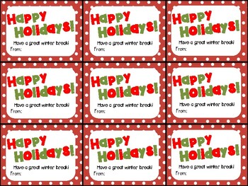 Printable Happy Holidays Gift Tag by Highs and Lows of a Teacher
