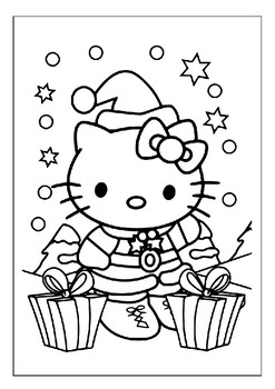 christmas kitten coloring page