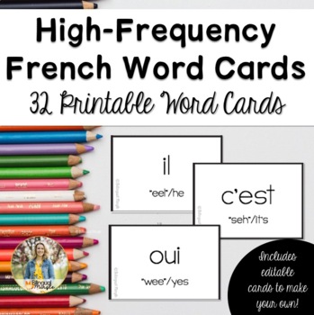 Preview of French High-Frequency Word Cards w English Pronunciation/Translation