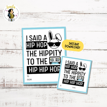Preview of Printable Hip Hop Bunny Easter Cards | Fun Easter Gift Tags for Treats