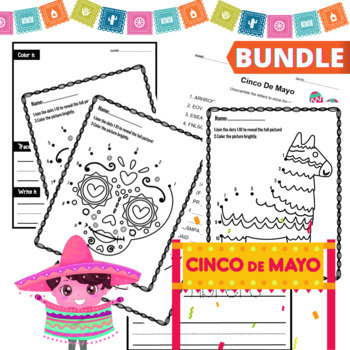 Preview of Hispanic Heritage Month Coloring Sheets , Cinco de Mayo Worksheets BUNDLE