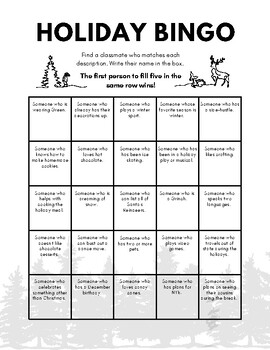 Printable Holiday Bingo Card by Meg the Librarian | TPT