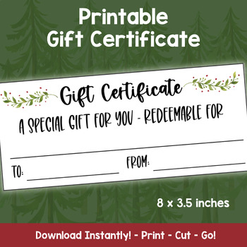 Preview of Christmas Gift Certificate Template - Blank Gift Certificate - Kids Gift Voucher