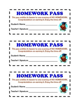 homework passes teachers pay teachers