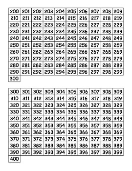 hundreds chart 200 300