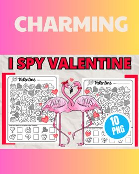Preview of Printable I SPY Valentine's Day Puzzle I SPY worksheets Charming for Family